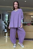 Made in Italy Cooper Needlecord Scoop Dip Back Top Dewberry